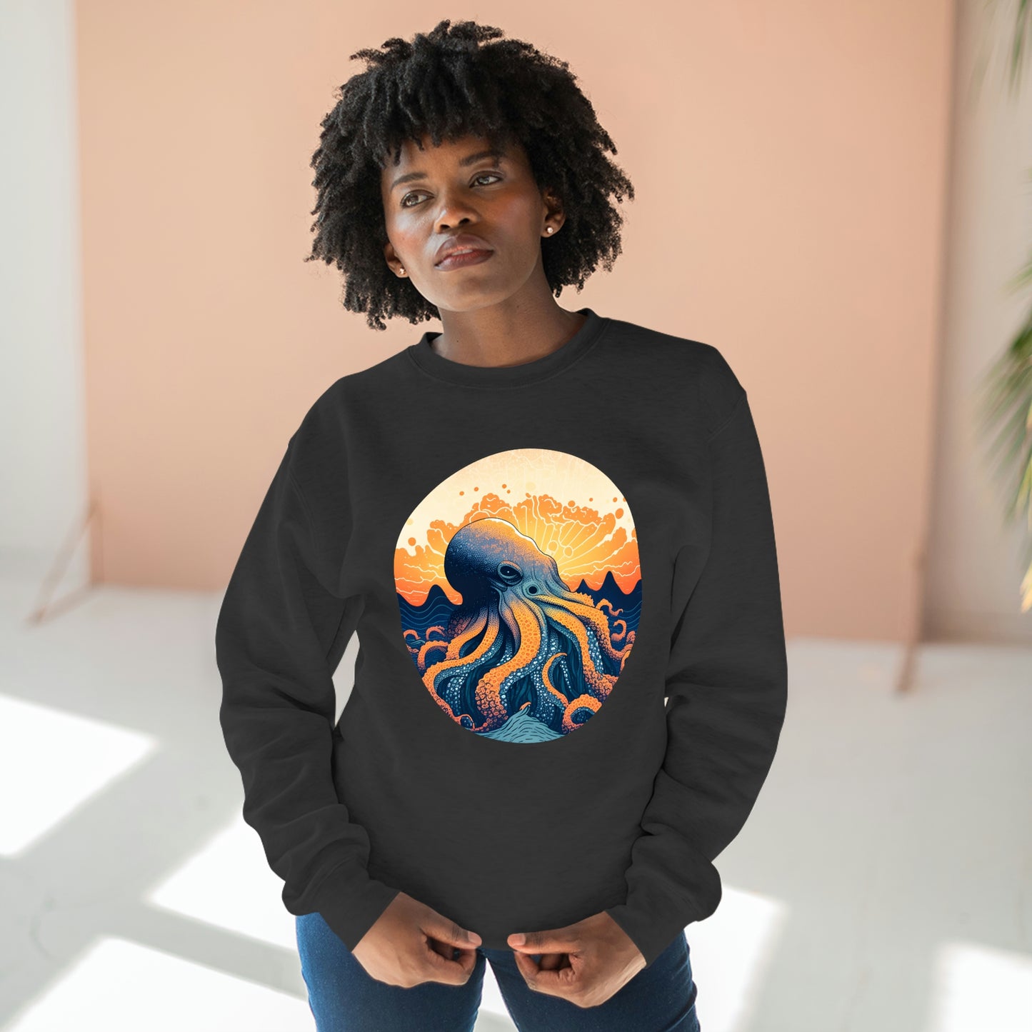 Octo-Orange Horizon - Unisex Crewneck Sweatshirt - Fowl Duck