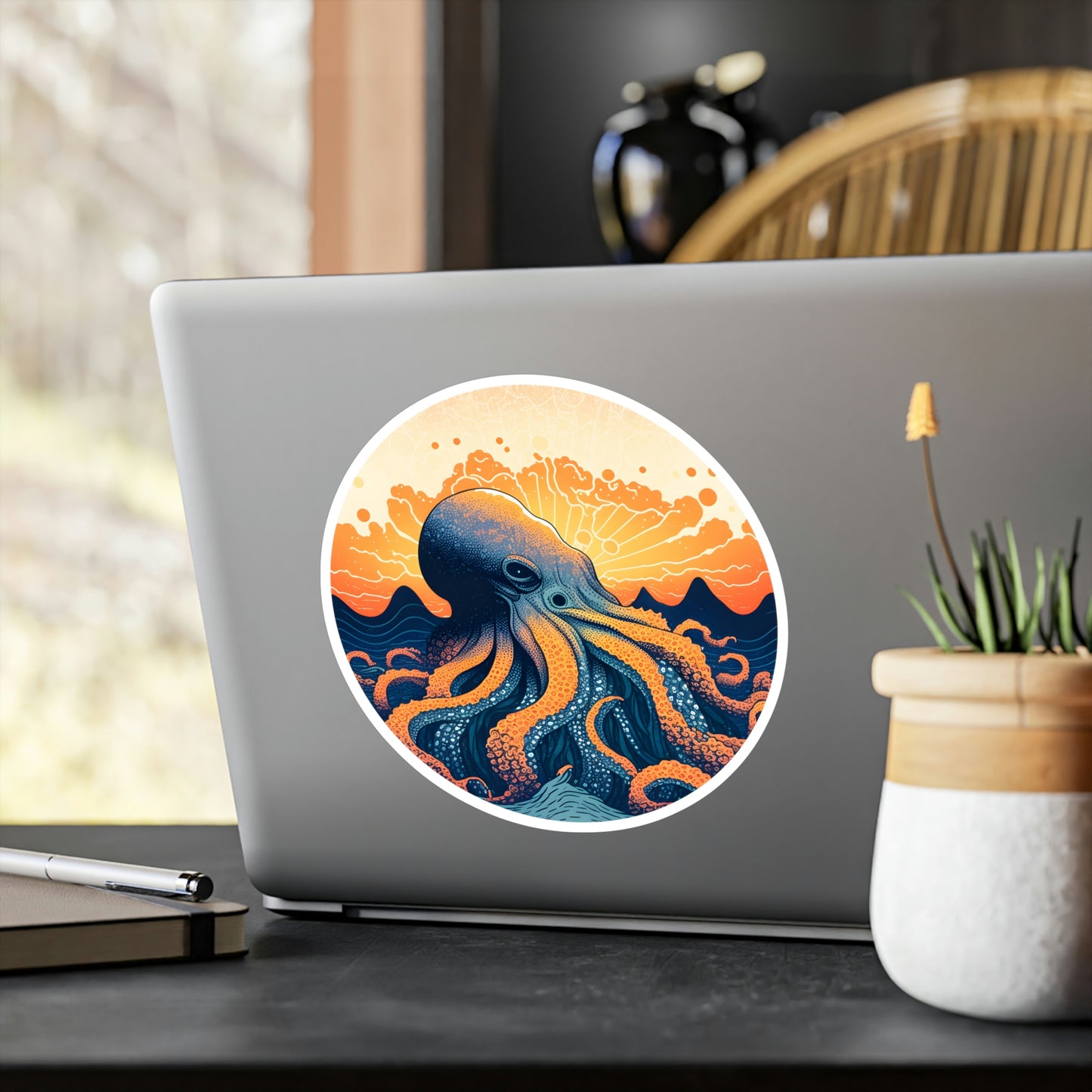 Octo-Orange Horizon - Vinyl Sticker - Fowl Duck