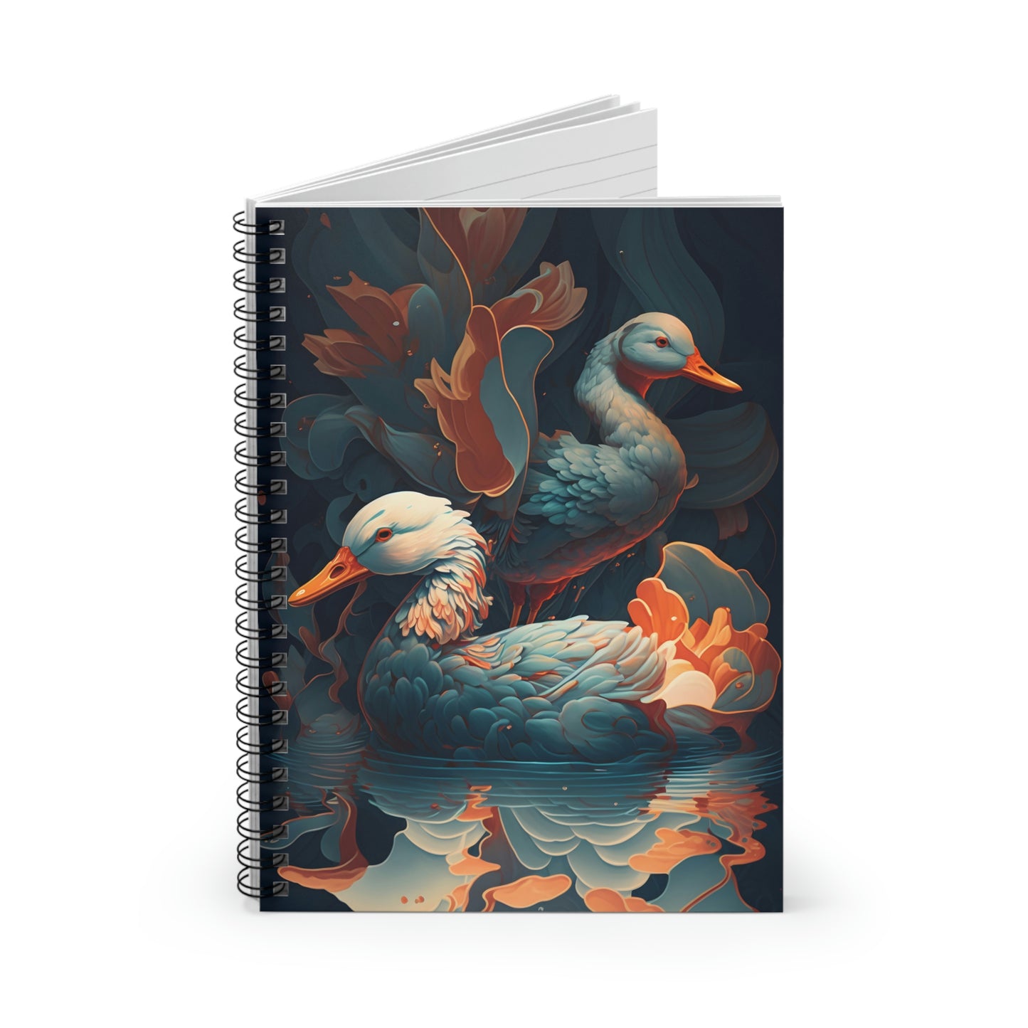 Flowing Ducks - Spiral Notebook - Fowl Duck