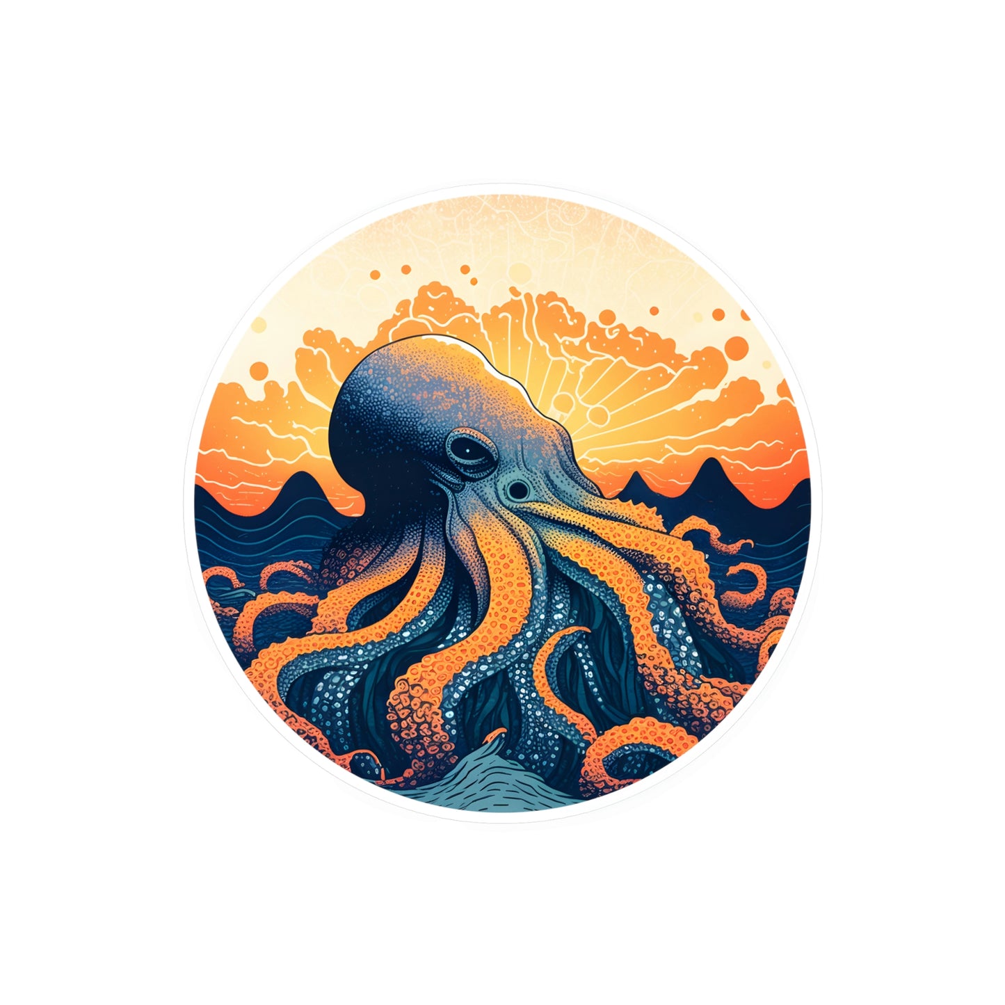 Octo-Orange Horizon - Vinyl Sticker - Fowl Duck