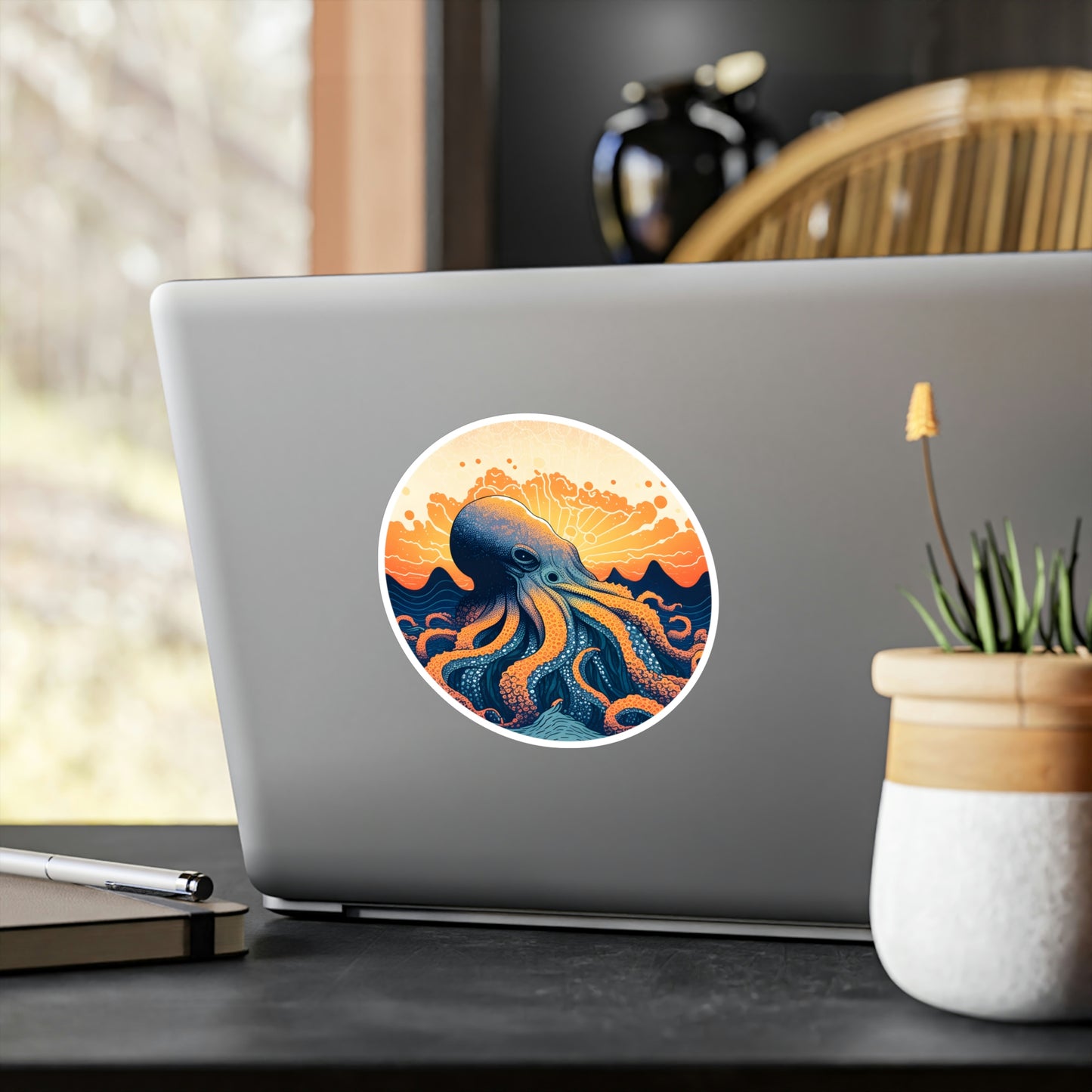 Octo-Orange Horizon - Vinyl Sticker - Fowl Duck