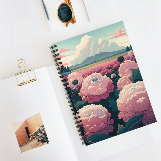 Path of Peonies - Spiral Notebook - Fowl Duck