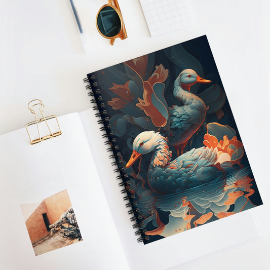 Flowing Ducks - Spiral Notebook - Fowl Duck