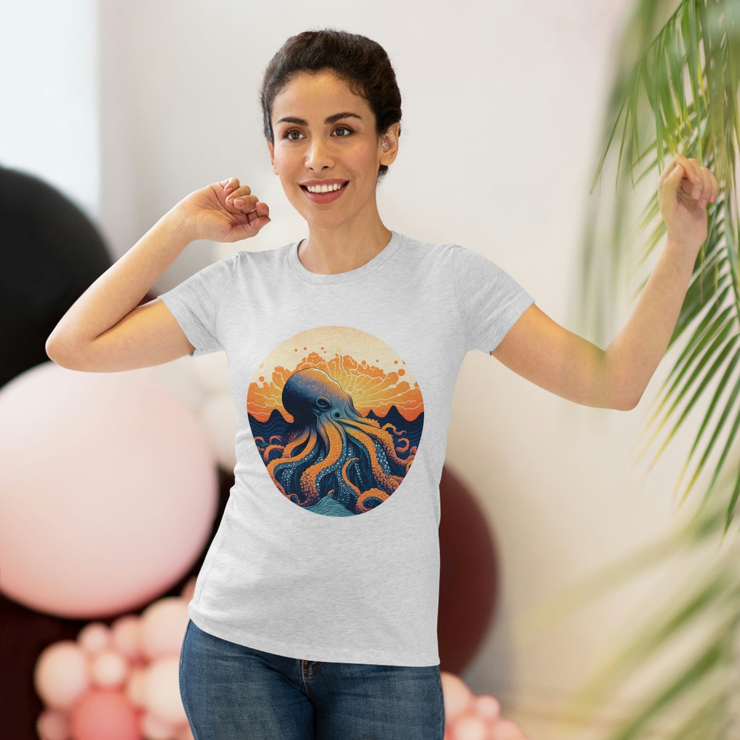 Octo-Orange Horizon - Women's Tee - Fowl Duck